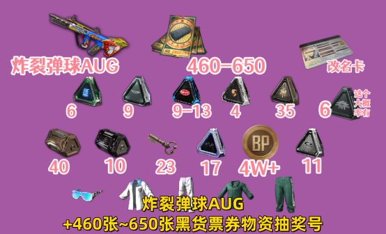 炸裂弹球AUG+460黑货票券物资抽奖账号